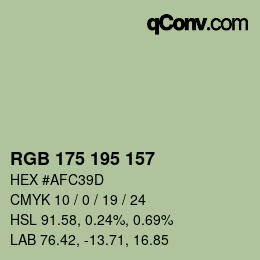 Color code: RGB 175 195 157 | qconv.com