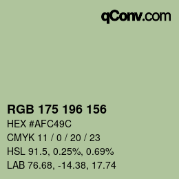 颜色代码: RGB 175 196 156 | qconv.com