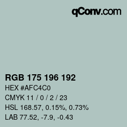 カラーコード: RGB 175 196 192 | qconv.com