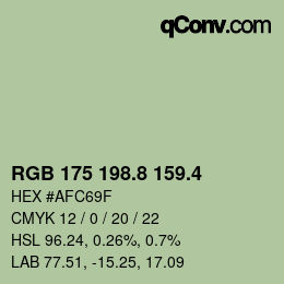 カラーコード: RGB 175 198.8 159.4 | qconv.com