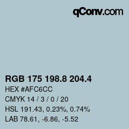カラーコード: RGB 175 198.8 204.4 | qconv.com