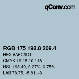 カラーコード: RGB 175 198.8 209.4 | qconv.com
