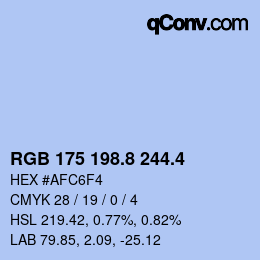 カラーコード: RGB 175 198.8 244.4 | qconv.com