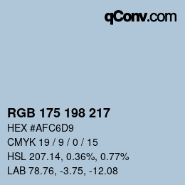 颜色代码: RGB 175 198 217 | qconv.com