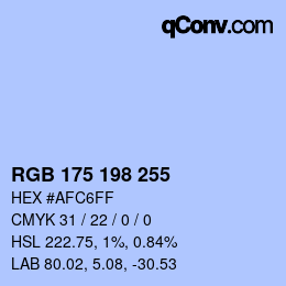 Color code: RGB 175 198 255 | qconv.com