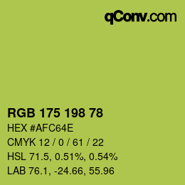 Color code: RGB 175 198 78 | qconv.com