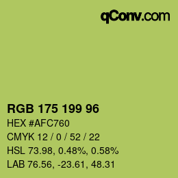 Color code: RGB 175 199 96 | qconv.com