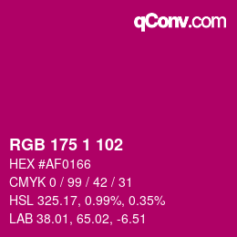 Color code: RGB 175 1 102 | qconv.com