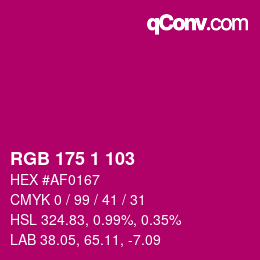 Color code: RGB 175 1 103 | qconv.com