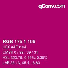 Color code: RGB 175 1 106 | qconv.com