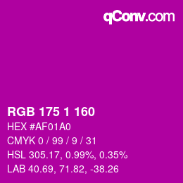 Color code: RGB 175 1 160 | qconv.com