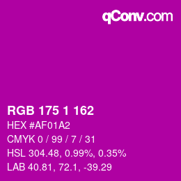 Color code: RGB 175 1 162 | qconv.com