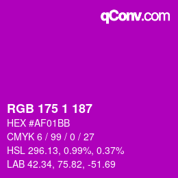 カラーコード: RGB 175 1 187 | qconv.com