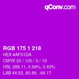 Color code: RGB 175 1 218 | qconv.com