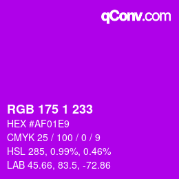 Color code: RGB 175 1 233 | qconv.com