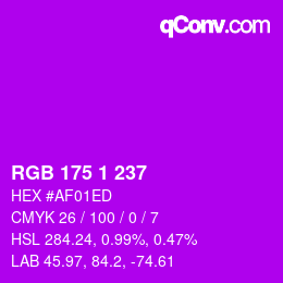 Color code: RGB 175 1 237 | qconv.com