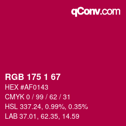 カラーコード: RGB 175 1 67 | qconv.com