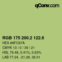 カラーコード: RGB 175 200.2 122.6 | qconv.com