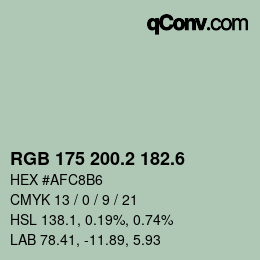 カラーコード: RGB 175 200.2 182.6 | qconv.com