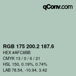 カラーコード: RGB 175 200.2 187.6 | qconv.com