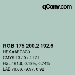 カラーコード: RGB 175 200.2 192.6 | qconv.com