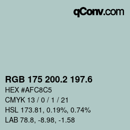 カラーコード: RGB 175 200.2 197.6 | qconv.com