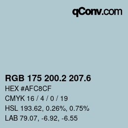 カラーコード: RGB 175 200.2 207.6 | qconv.com