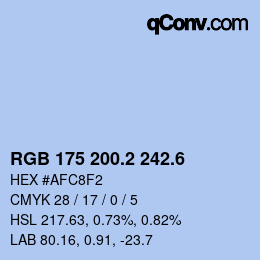 カラーコード: RGB 175 200.2 242.6 | qconv.com