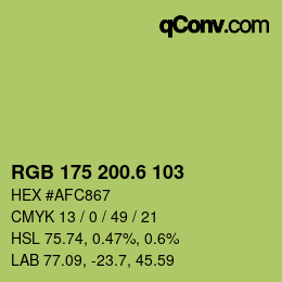 カラーコード: RGB 175 200.6 103 | qconv.com