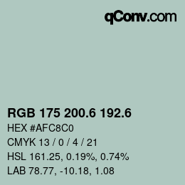 カラーコード: RGB 175 200.6 192.6 | qconv.com
