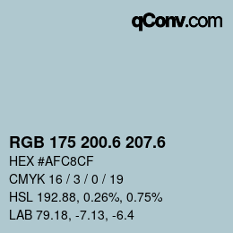 カラーコード: RGB 175 200.6 207.6 | qconv.com