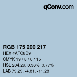 カラーコード: RGB 175 200 217 | qconv.com