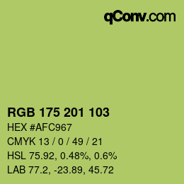 Color code: RGB 175 201 103 | qconv.com
