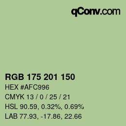 Color code: RGB 175 201 150 | qconv.com