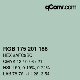 Color code: RGB 175 201 188 | qconv.com