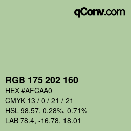 Código de color: RGB 175 202 160 | qconv.com