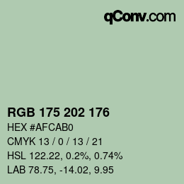 颜色代码: RGB 175 202 176 | qconv.com