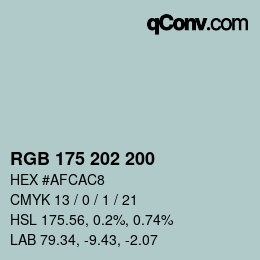 Color code: RGB 175 202 200 | qconv.com