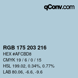 颜色代码: RGB 175 203 216 | qconv.com