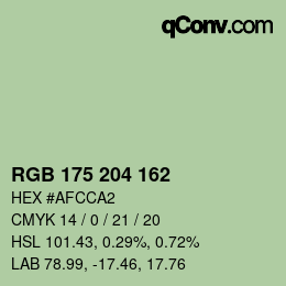 Color code: RGB 175 204 162 | qconv.com