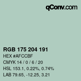 Color code: RGB 175 204 191 | qconv.com