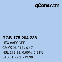Color code: RGB 175 204 238 | qconv.com