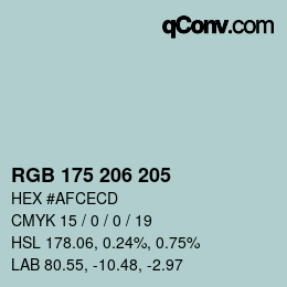 Color code: RGB 175 206 205 | qconv.com
