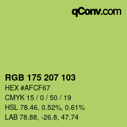 Color code: RGB 175 207 103 | qconv.com