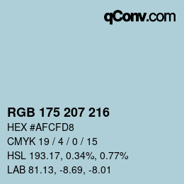 Farbcode: RGB 175 207 216 | qconv.com