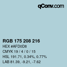 Farbcode: RGB 175 208 216 | qconv.com