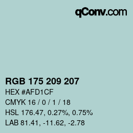 Color code: RGB 175 209 207 | qconv.com