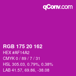 Color code: RGB 175 20 162 | qconv.com