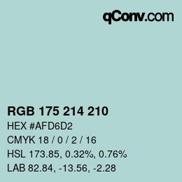 Código de color: RGB 175 214 210 | qconv.com