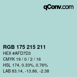 カラーコード: RGB 175 215 211 | qconv.com